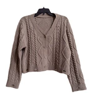 Muted Smoky Mauve Cropped Cardigan, Size M, Like New Condition